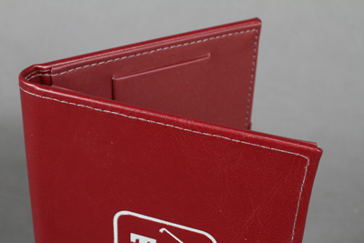 sewn stitched leather menu Red